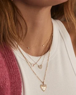 gorjana Diamond Pavé 5 Heart Necklace 14k Solid Gold Hot