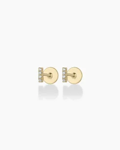 gorjana Diamond Pavé Bar Flat Back Studs 14k Solid Gold Best