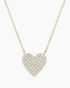 gorjana Diamond Pavé Heart Necklace 14k Solid Gold Fashion
