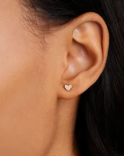 gorjana Diamond Pavé Heart Single Stud 14k Solid Gold Outlet
