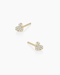 gorjana Diamond Pavé Heart Studs 14k Solid Gold Outlet