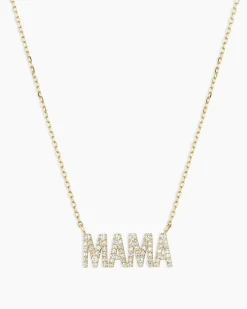 gorjana Diamond Pavé Mama Necklace 14k Solid Gold New