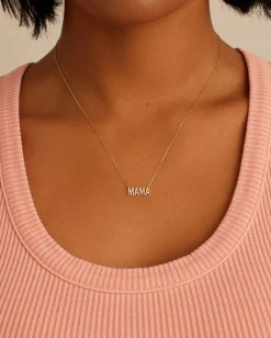 gorjana Diamond Pavé Mama Necklace 14k Solid Gold New