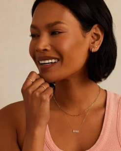 gorjana Diamond Pavé Mama Necklace 14k Solid Gold New