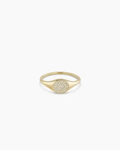 gorjana Diamond Pavé Signet Ring 14k Solid Gold Best