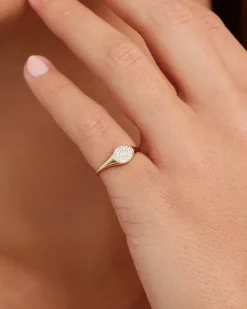 gorjana Diamond Pavé Signet Ring 14k Solid Gold Best