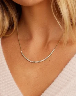 gorjana Diamond Row Melbourne Statement Necklace 14k Solid Gold Clearance