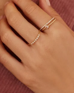 gorjana Diamond Row Ring 14k Solid Gold Outlet