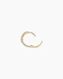 gorjana Diamond Row Single Huggie 14k Solid Gold New