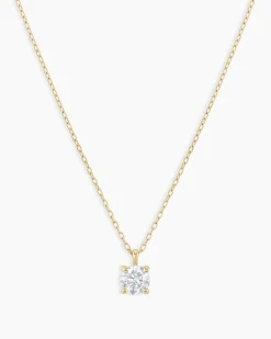 gorjana Diamond Solitaire 4 mm Necklace 14k Solid Gold Outlet
