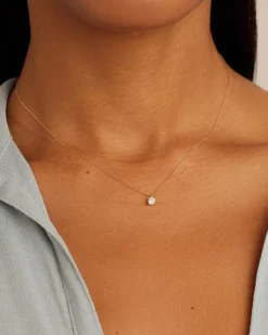 gorjana Diamond Solitaire 4 mm Necklace 14k Solid Gold Outlet