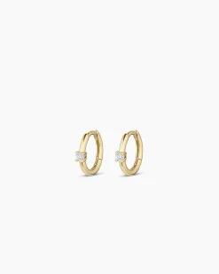 gorjana Diamond Solitaire Huggies 14k Solid Gold Clearance