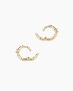 gorjana Diamond Solitaire Huggies 14k Solid Gold Clearance