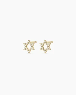 gorjana Diamond Star of David Studs 14k Solid Gold Hot
