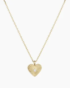 gorjana Diamond Vintage Heart Necklace 14k Solid Gold Best