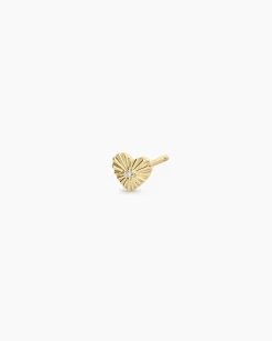 gorjana Diamond Vintage Heart Single Stud 14k Solid Gold Clearance