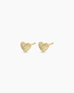 gorjana Diamond Vintage Heart Studs 14k Solid Gold Fashion