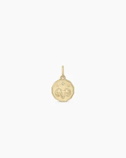 gorjana Diamond Zodiac Coin Charm 14k Solid Gold Outlet
