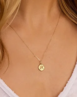 gorjana Diamond Zodiac Coin Charm 14k Solid Gold Outlet