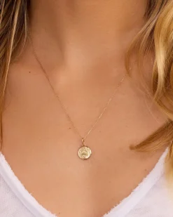 gorjana Diamond Zodiac Coin Charm 14k Solid Gold Outlet
