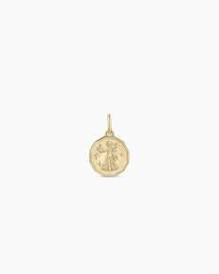 gorjana Diamond Zodiac Coin Charm 14k Solid Gold Outlet