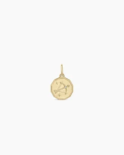 gorjana Diamond Zodiac Coin Charm 14k Solid Gold Outlet