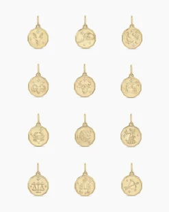 gorjana Diamond Zodiac Coin Charm 14k Solid Gold Outlet