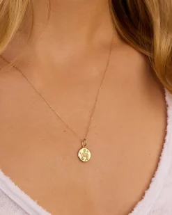 gorjana Diamond Zodiac Coin Charm Necklace 14k Solid Gold Clearance
