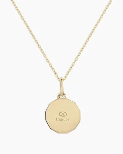 gorjana Diamond Zodiac Coin Charm Necklace 14k Solid Gold Clearance