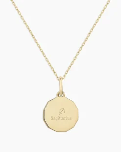 gorjana Diamond Zodiac Coin Charm Necklace 14k Solid Gold Clearance