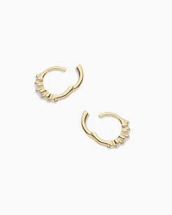 gorjana Elle Diamond Row Huggies 14k Solid Gold Best
