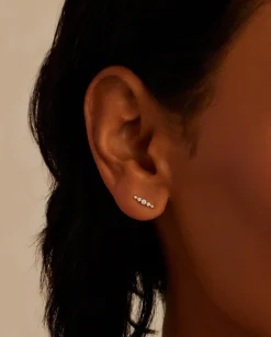 gorjana Elle Diamond Row Single Stud 14k Solid Gold Outlet