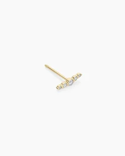 gorjana Elle Diamond Row Single Stud 14k Solid Gold Outlet
