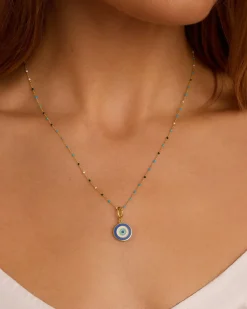 gorjana Evil Eye Capri Necklace 18k Gold Plated Hot