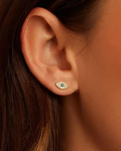 gorjana Evil Eye Single Stud 18k Gold Plated New