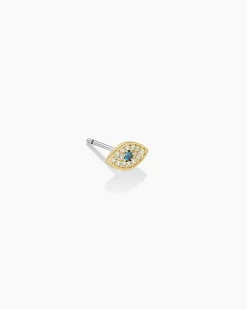 gorjana Evil Eye Single Stud 18k Gold Plated New