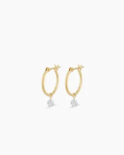 gorjana Floating Diamond Huggies 18k Solid Gold Clearance