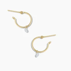 gorjana Floating Diamond Huggies 18k Solid Gold Clearance