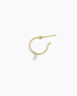 gorjana Floating Diamond Single Huggie 18k Solid Gold Hot
