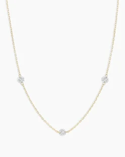 gorjana Floating Diamond Stationary Trio Necklace 18k Solid Gold Online