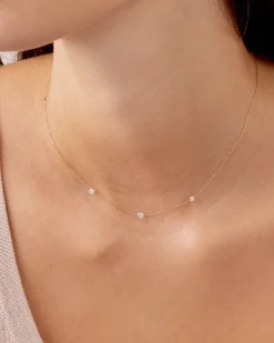 gorjana Floating Diamond Stationary Trio Necklace 18k Solid Gold Online