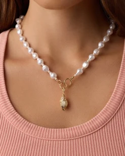 gorjana Gold Tulip Shell Charm Necklace 18k Gold Plated Discount