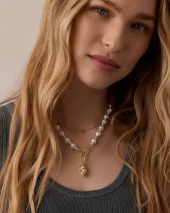gorjana Gold Tulip Shell Charm Necklace 18k Gold Plated Discount