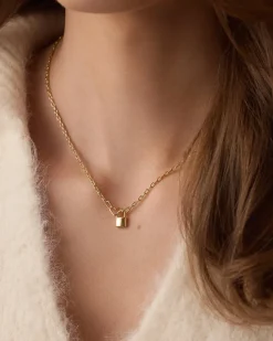 gorjana Heart Padlock Interlocking Necklace 18k Gold Plated Clearance