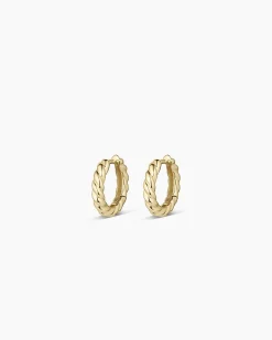 gorjana 14k Gold Crew Helium Huggies 14k Solid Gold New