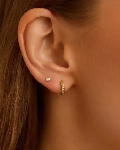 gorjana 14k Gold Crew Helium Huggies 14k Solid Gold New