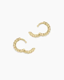 gorjana 14k Gold Crew Helium Huggies 14k Solid Gold New