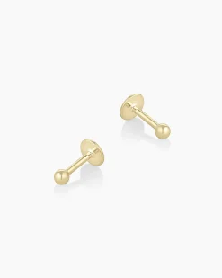 gorjana 14k Gold Newport Flat Back Studs 14k Solid Gold New