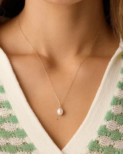 gorjana 14k Gold Pearl Charm Necklace 14k Solid Gold Fashion