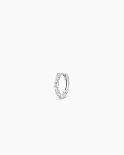 gorjana 14k White Gold Diamond Pavé Single Huggie 14k Solid White Gold Fashion